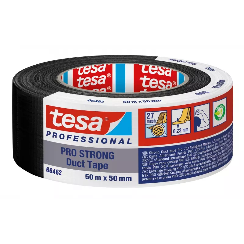 Tesa Pro Strong Cinta textil negra 50 m x 50 mm 66462-00002-00