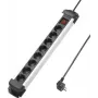 Sygonix SY-4538258 Regleta de enchufes de 8 tomas con interruptor, negro/plata