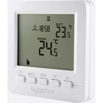 Sygonix termostato de ambiente empotrable con programa semanal, 5 a 35 °C, blanco (SY-4500818)