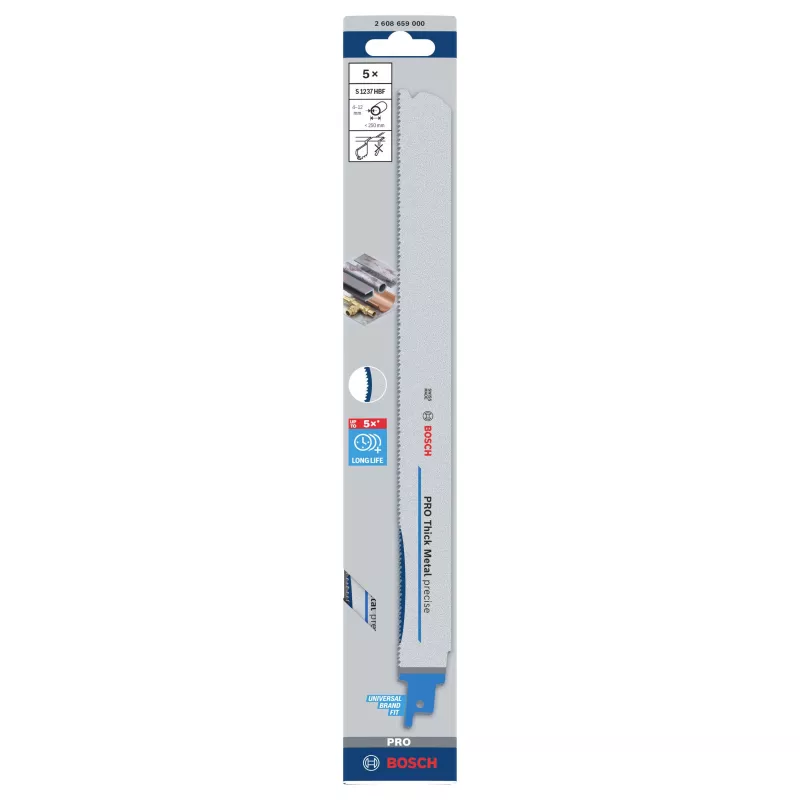 Bosch Professional S1237HBF hoja de sierra sable para metal grueso, 300 mm, pack de 5 2608659000