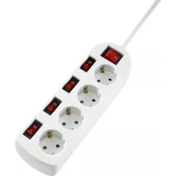 Sygonix SY-4535068 adaptador de enchufe Schuko con interruptor, blanco, 16 A, 3680 W, protección infantil