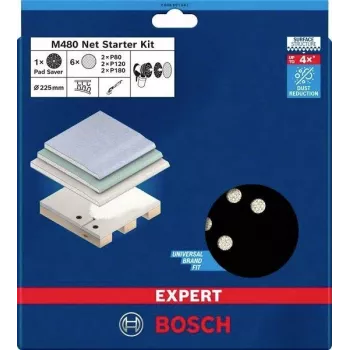 Bosch Expert M480 225 mm set de malla de lijado para lijadora de pladur, grano P80/P120/P180, 3 piezas 2608901667