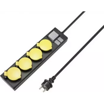 SYGONIX RF-4737806 Regleta con interruptor, 6 tomas Schuko, cable de 1,5 m, negro/amarillo