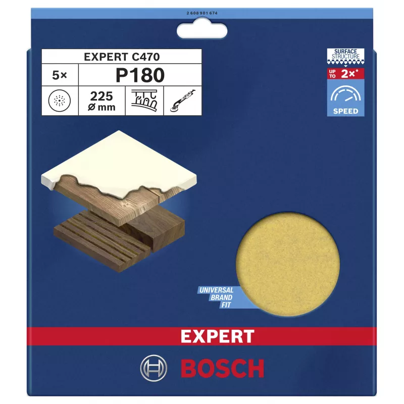 Bosch Expert M480 Discos de lija para pladur P180 225 mm pack de 5 2608901674