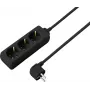 Sygonix SY-4890978 Regleta negra Schuko 3 tomas 1,5 m protección contra sobretensiones