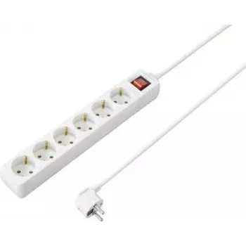 SYGONIX SY-4891004 Regleta de 4 tomas con interruptor, blanca, cable de 1,5 m, Schuko
