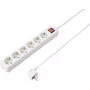 SYGONIX SY-4891004 Regleta de 4 tomas con interruptor, blanca, cable de 1,5 m, Schuko