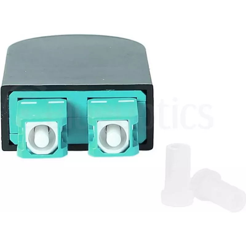 BLUELAN BlueOptics Adaptador loopback de fibra óptica OM3 50/125µm multimodo SC/UPC dúplex, aqua/turquesa, férula de cerámica, -40°C a +85°C (BOLBSCOM3)