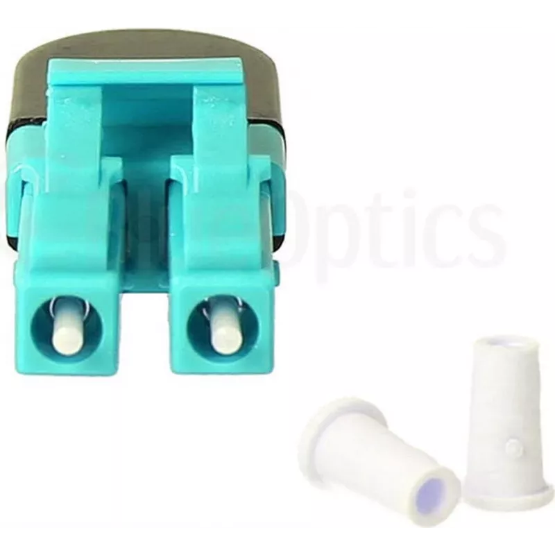 BLUELAN BlueOptics Adaptador loopback de fibra óptica multimodo OM3 LC/UPC dúplex, aqua, férula de cerámica, -40°C a +85°C BOLBLCOM3