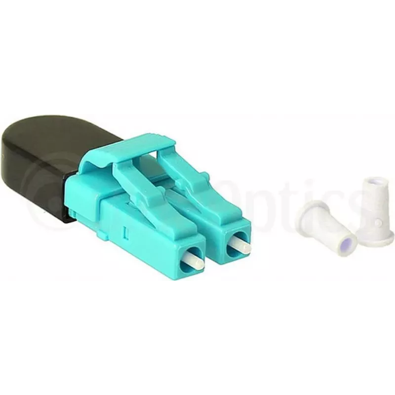 BLUELAN BlueOptics Adaptador loopback de fibra óptica multimodo OM3 LC/UPC dúplex, aqua, férula de cerámica, -40°C a +85°C BOLBLCOM3