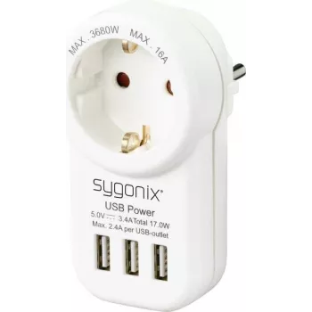 Sygonix SY-4755856 Adaptador intermedio con 2 puertos USB blanco