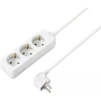 SYGONIX SY-4890980 Regleta de enchufes Schuko 6 tomas blanca, cable de 1,5 m, sin interruptor, protección infantil