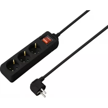 Sygonix SY-4890984 Regleta de enchufes Schuko 6 tomas con interruptor iluminado, cable de 1,5 m, negra