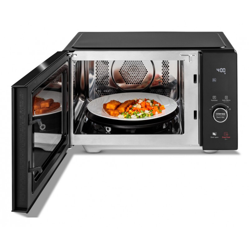 Medion MD 12041 microondas combinado 4 en 1 con grill, aire caliente y función de descongelación, 25L, 900W, negro/acero inoxidable 50076276