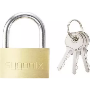 Sygonix SY-5045284 Candado 39,8 mm ¿apertura igualada? No, apertura distinta dorado-amarillo latón macizo con arco de acero templado