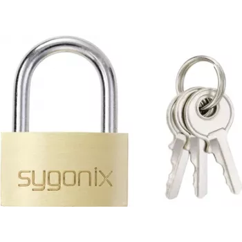 Sygonix SY-5045288 Candado de latón de 29,8 mm ¿igualado? No, diferente llave dorado-amarillo