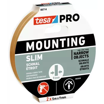 tesa Montage PRO Narrow 66714-00000-00 Cinta de montaje de doble cara blanca 10 m x 9 mm 2 rollos