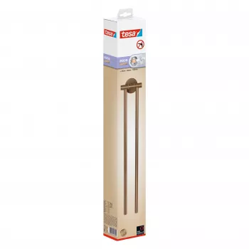 tesa MOON BRONZE Toallero oscilante de 2 barras, autoadhesivo, metal, acabado bronce, carga 6 kg 40602-00000-00