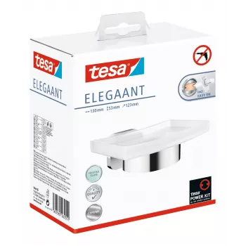 tesa ELEGAANT 40628-00000-00 Jabonera cromo (brillante), blanco (satén)