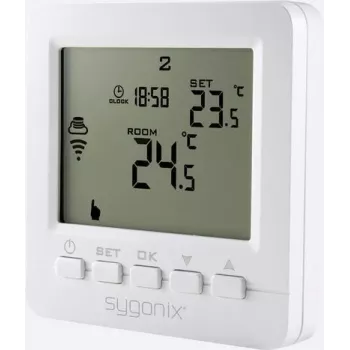 Sygonix termostato de ambiente inalámbrico de empotrar con programación semanal, 5-35°C, 868 MHz, relé 16A, blanco (SY-4500820)