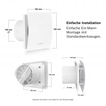 BOSCH F1500 DH 100 ventilador extractor de baño con temporizador de retardo DN 100 7738335626