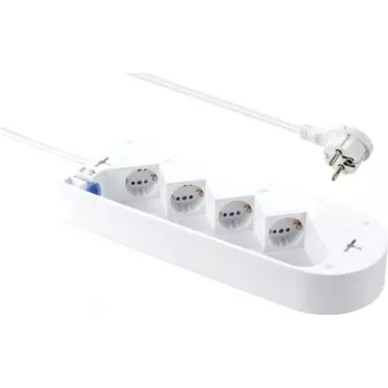 Sygonix SY-5228510 Regleta de enchufes 4 tomas con interruptor, blanca, cable de 1,5 m