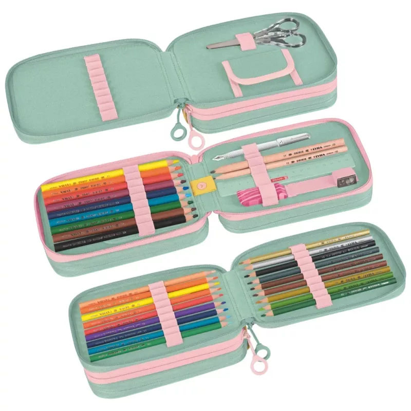 BRUNNEN s'maepp Sweet Unicorn Estuche escolar relleno rosa pastel/verde 33 piezas, 20,0 x 7,5 cm 104942101