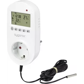 Sygonix Enchufe termostato universal con programación semanal, 1 a 70 °C, 3680 W, Schuko (SY-5372566)