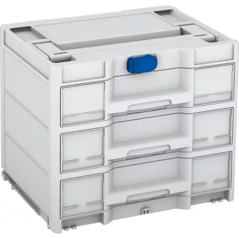 TANOS Systainer³ Sortainer/3 M 337 Organizador modular de piezas pequeñas con 3 cajones, plástico ABS, gris claro/antracita, 396 x 330 x 296 mm 83000874