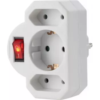 Sygonix SY-4673744 Regleta de enchufes Schuko 3 tomas con interruptor iluminado - blanca