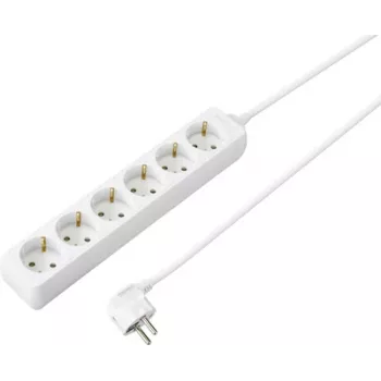 Sygonix SY-4891000 Regleta de enchufes 6 tomas Schuko blanca cable 1,5 m con interruptor y protección infantil