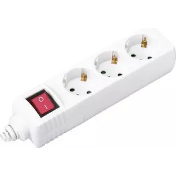 Sygonix BT-2372210 Regleta de 3 tomas con interruptor iluminado, blanca, cable de 1,5 m