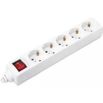 Sygonix BT-2372211 Regleta de 5 tomas con interruptor, blanca, cable de 1,5 m