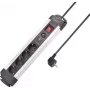 SYGONIX SY-4755610 Regleta con protección contra sobretensiones, 6 tomas Schuko, cable de 1,5 m, plateada/negra