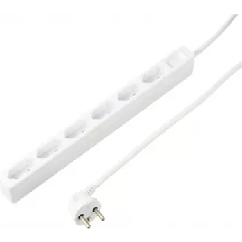 Sygonix SY-5775150 Regleta de 6 tomas con enchufe europeo, blanca, cable de 1,5 m