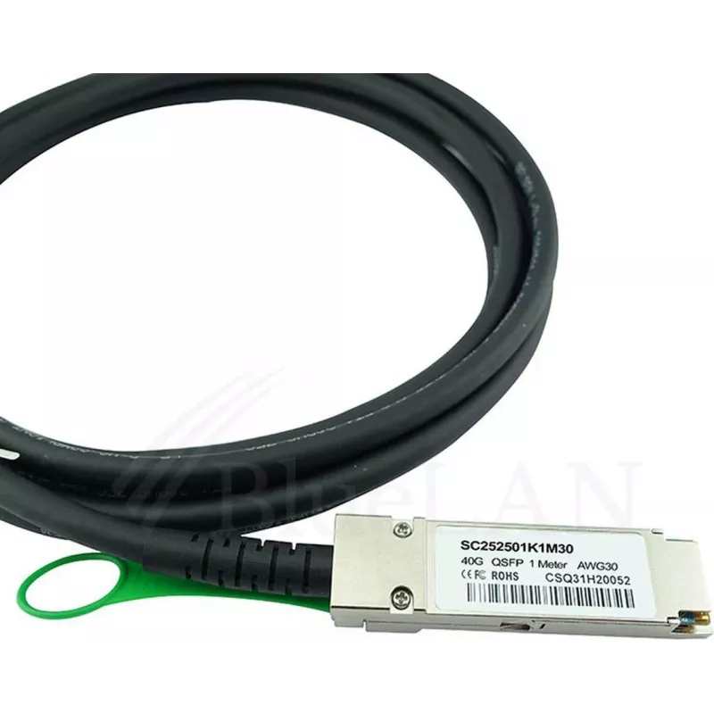 BlueLAN Cable Direct Attach de cobre QSFP+ compatible con H3C LSWM1QSTK2, 40GBASE-CR4, 5 m, 28 AWG, twinax pasivo LSWM1QSTK2-BL