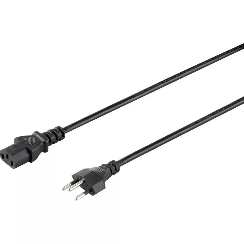 Sygonix SY-5042720 Cable de alimentación IEC C13, enchufe Schuko acodado CEE 7/7 a conector hembra IEC C13, 2 m, negro