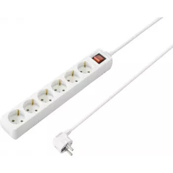 Sygonix SY-4891008 Regleta con interruptor, 3 tomas, cable de 1,5 m, blanca