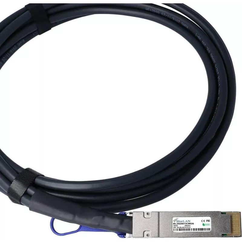 Cable Direct Attach QSFP-DD 400G BlueLAN, 26 AWG, 2 m, compatible con NVIDIA