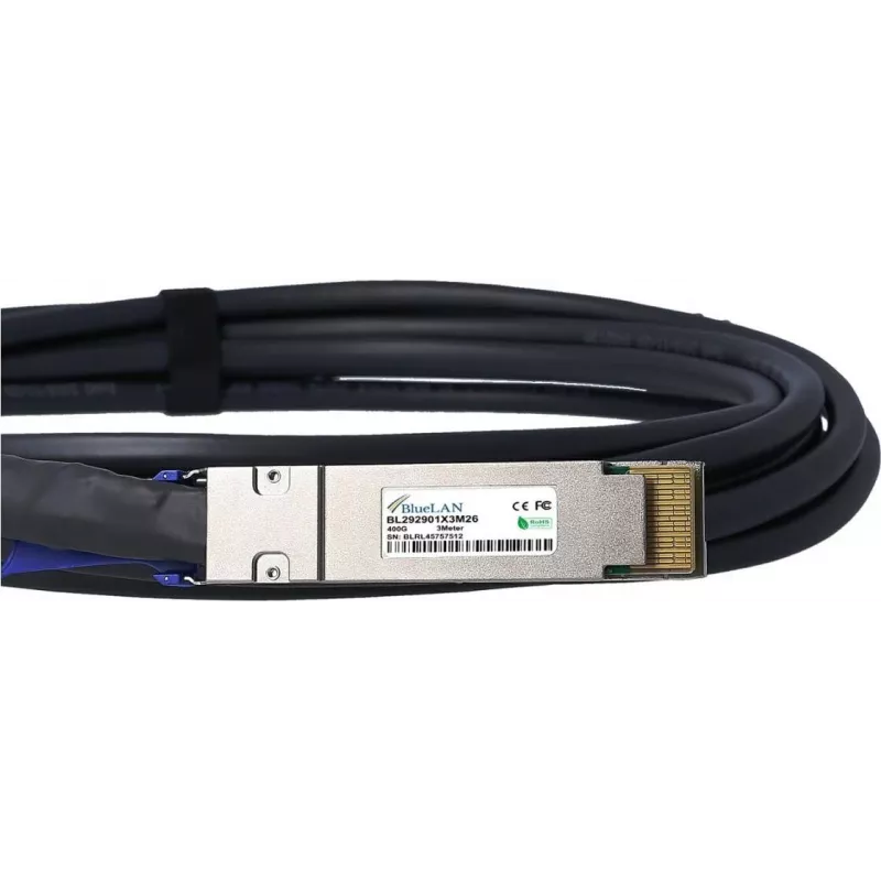 Cable Direct Attach QSFP-DD 400G BlueLAN, 26 AWG, 2 m, compatible con NVIDIA