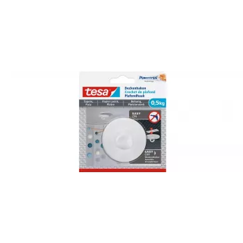 Ganchos de techo adhesivos tesa 77781 para papel pintado y yeso, blancos, 3 ganchos + 4 powerstrips