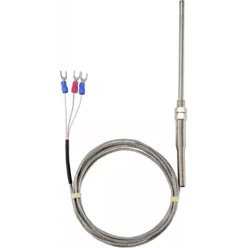Sygonix M8 PT100 Sonda de temperatura de 3 hilos, -50 a 300 °C, acero inoxidable, IP67, cable de silicona de 2 m SY-6085070
