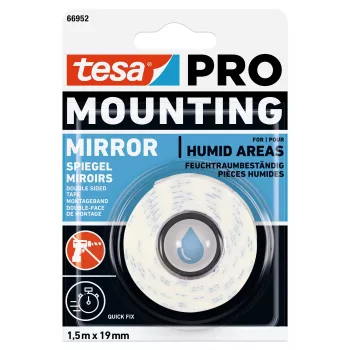 tesa Montaje PRO Cinta de montaje para espejos blanca 1,5 m x 19 mm 66952-00000-00