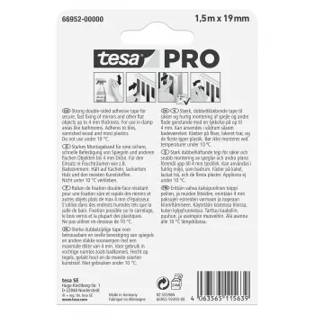 tesa Montaje PRO Cinta de montaje para espejos blanca 1,5 m x 19 mm 66952-00000-00