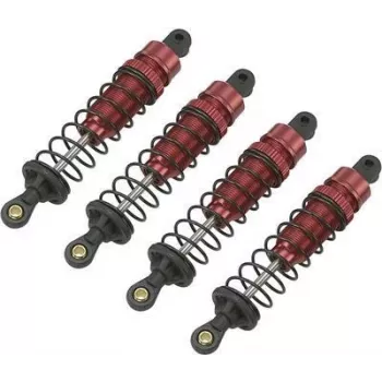 Reely 1:10 Amortiguadores de aceite de aluminio rojo metalizado con muelles negros 90 mm (1 ud.) RE-7409439