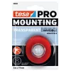tesa Montaje PRO Transparente 66965-00001-00 Cinta de montaje de espuma acrílica de doble cara, 5 m x 19 mm, soporta hasta 10 kg/m, resistente a los rayos UV y la humedad, para interior y exterior