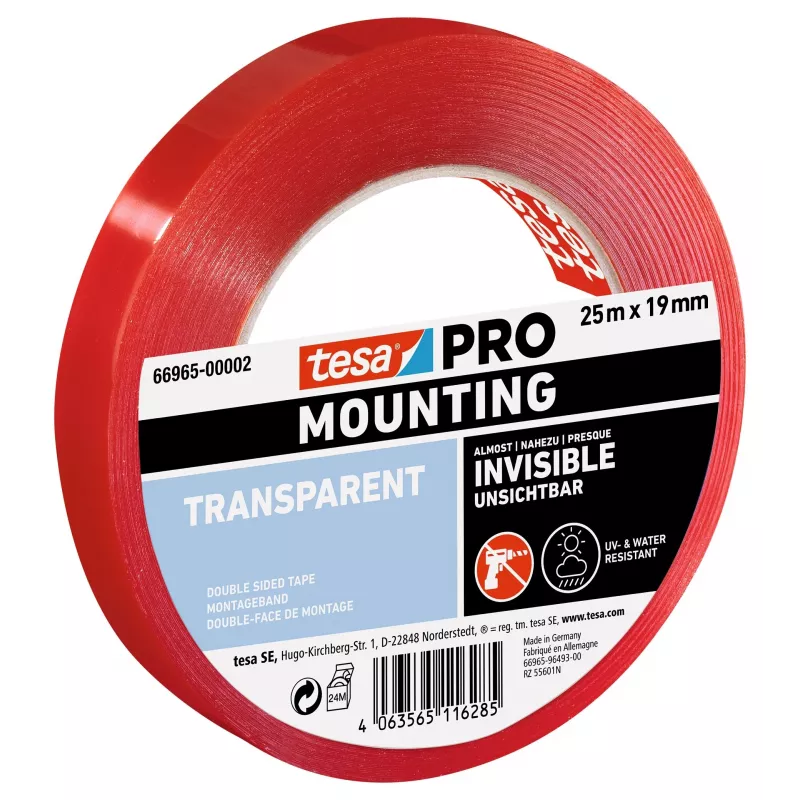tesa Montaje PRO Cinta de montaje transparente 25 m x 19 mm 66965-00002-00