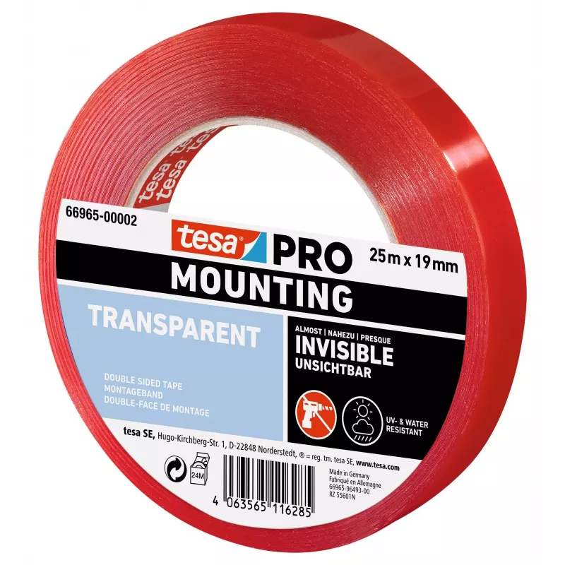 tesa Montaje PRO Cinta de montaje transparente 25 m x 19 mm 66965-00002-00