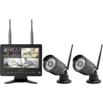 Sygonix Set de cámaras de vigilancia inalámbricas con 2 cámaras, 1280 x 720 píxeles, 2,4 GHz, monitor de 7 pulgadas, IP66, visión nocturna, audio bidireccional, microSD hasta 128 GB SY-6330454