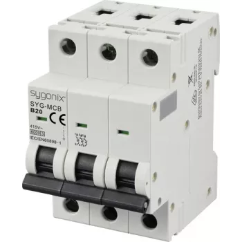 Sygonix SY-6440996 Interruptor automático 3 polos B20 20A 415V AC 6kA carril DIN